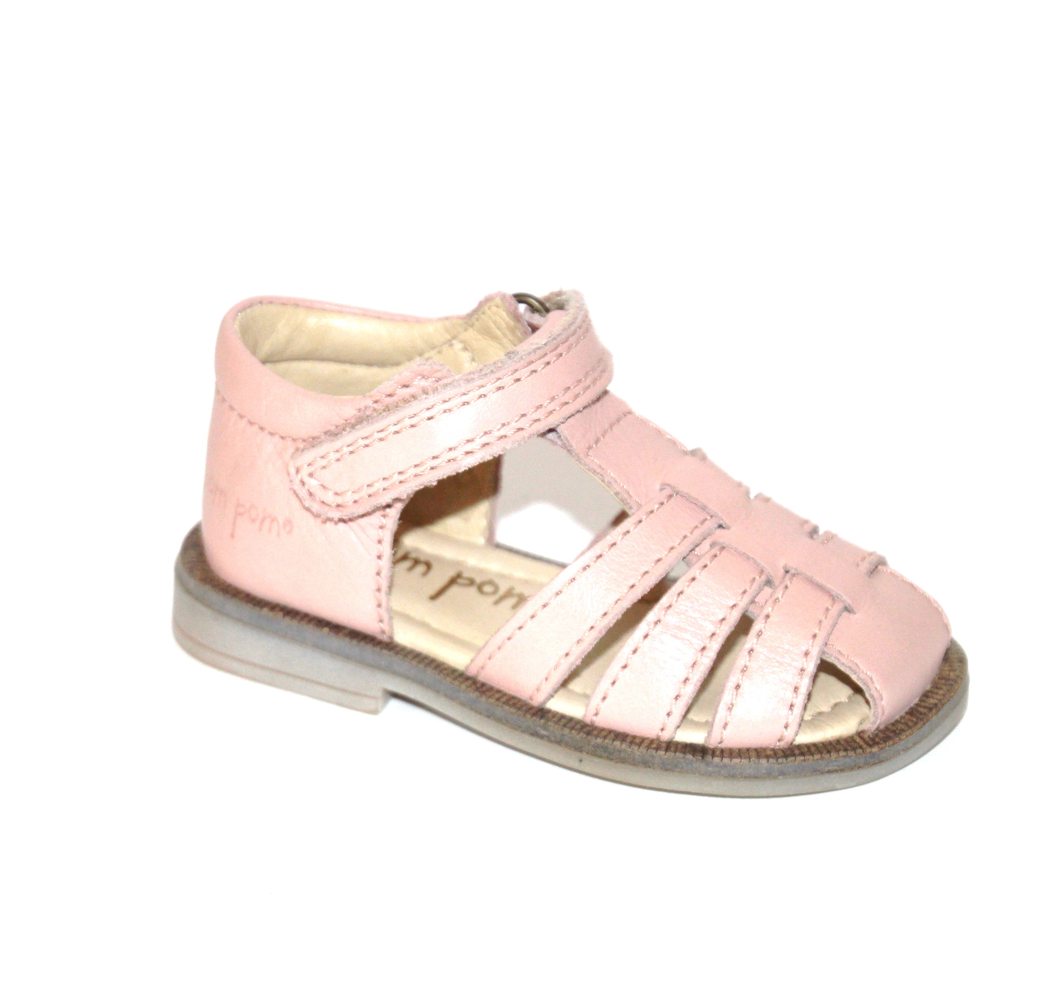 Pom Pom Sandal Med Velcro I Rosa