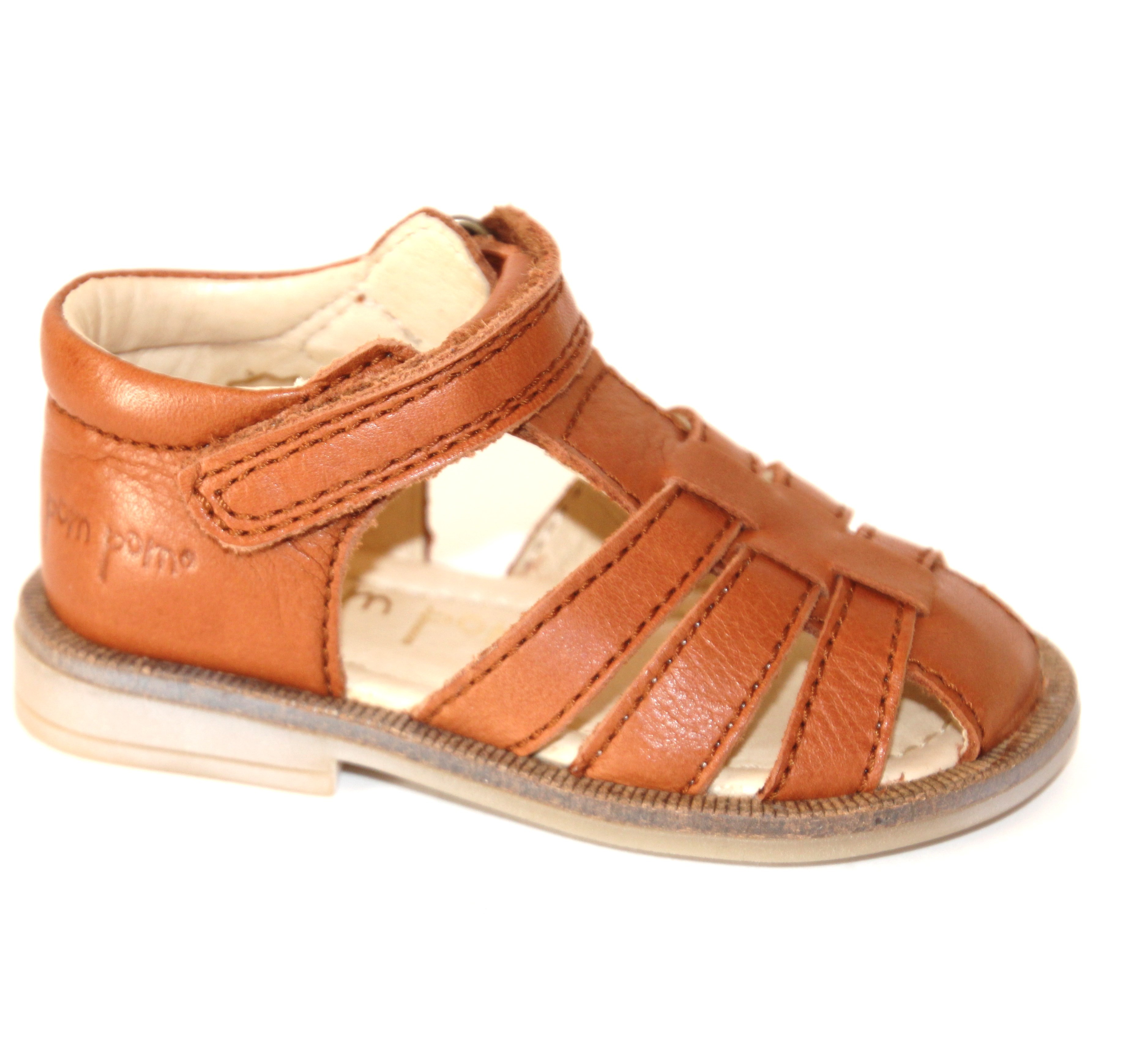 Pom Pom Sandal Med Velcro I Camel